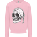 A Viking Skull Kids Sweatshirt Jumper Light Pink