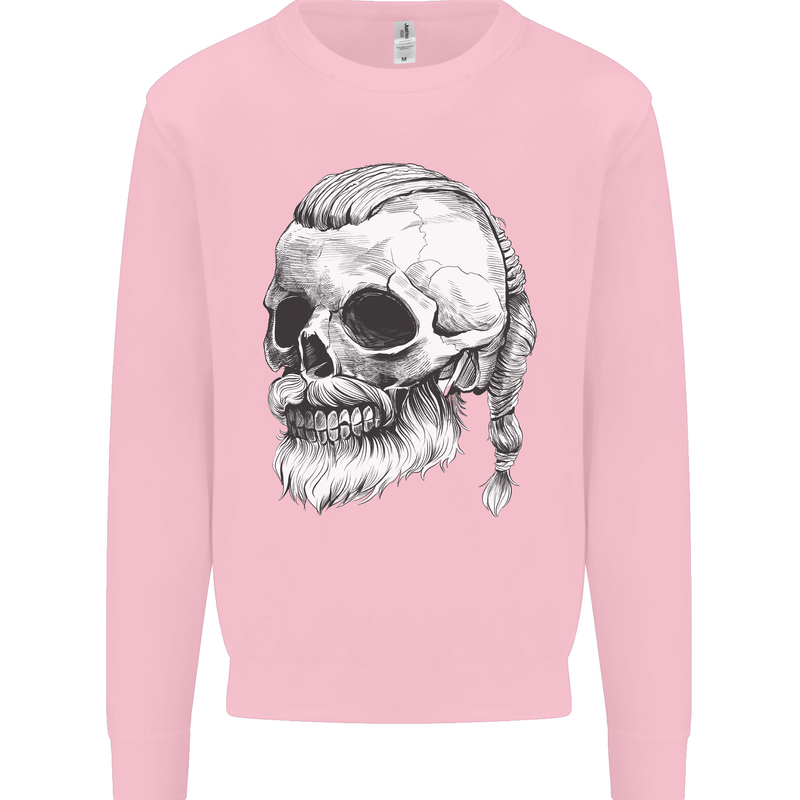 A Viking Skull Kids Sweatshirt Jumper Light Pink
