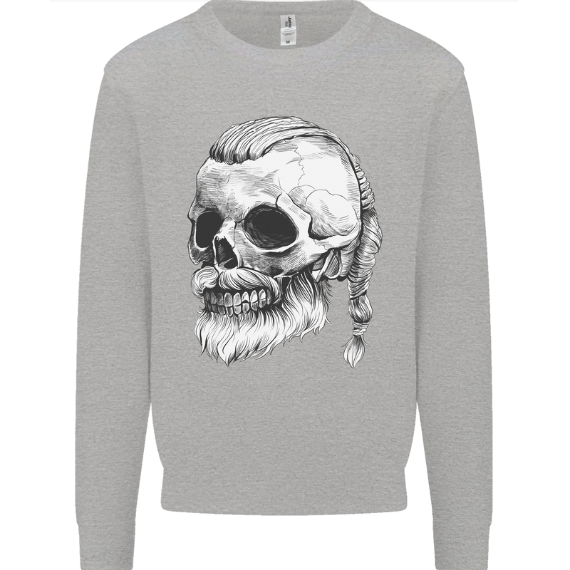 A Viking Skull Kids Sweatshirt Jumper Sports Grey