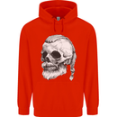 A Viking Skull Mens 80% Cotton Hoodie Bright Red
