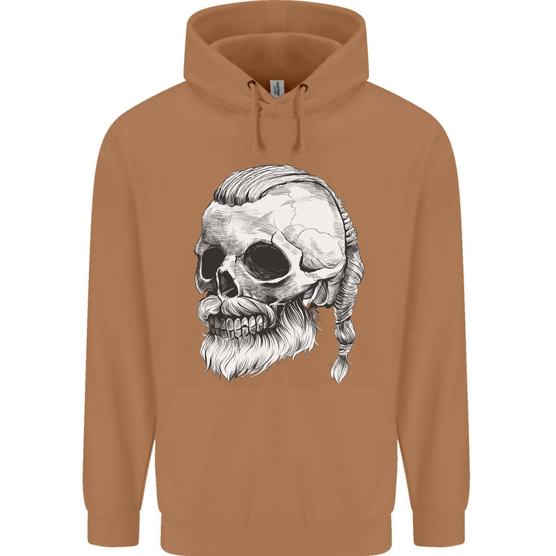 A Viking Skull Mens 80% Cotton Hoodie Caramel Latte