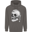 A Viking Skull Mens 80% Cotton Hoodie Charcoal