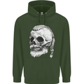 A Viking Skull Mens 80% Cotton Hoodie Forest Green