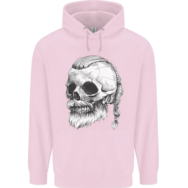 A Viking Skull Mens 80% Cotton Hoodie Light Pink