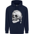A Viking Skull Mens 80% Cotton Hoodie Navy Blue