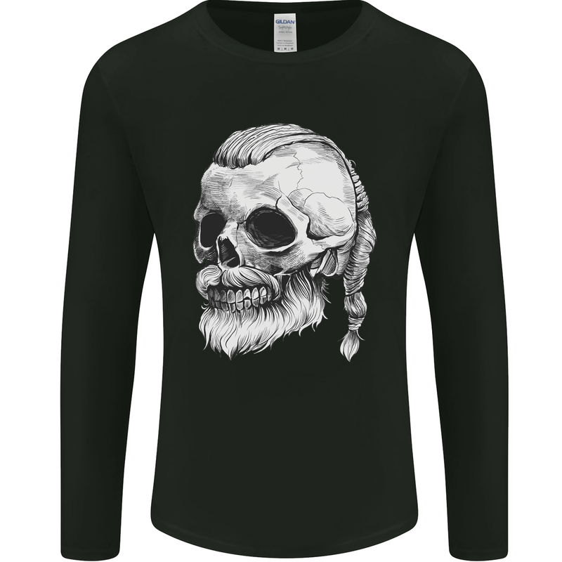 A Viking Skull Mens Long Sleeve T-Shirt Black