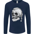 A Viking Skull Mens Long Sleeve T-Shirt Navy Blue