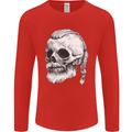 A Viking Skull Mens Long Sleeve T-Shirt Red