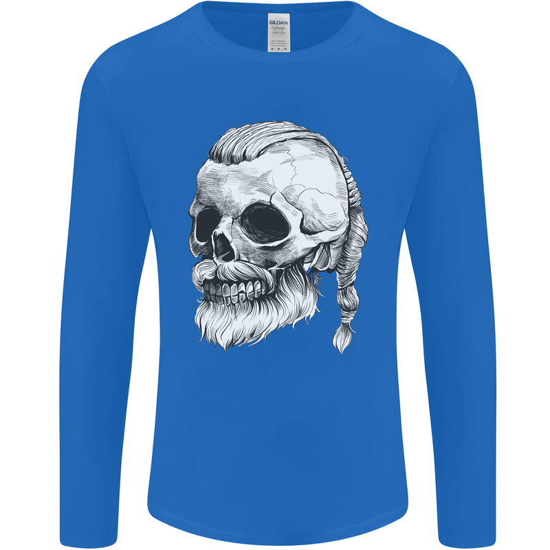 A Viking Skull Mens Long Sleeve T-Shirt Royal Blue