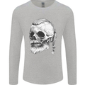 A Viking Skull Mens Long Sleeve T-Shirt Sports Grey