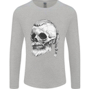 A Viking Skull Mens Long Sleeve T-Shirt Sports Grey
