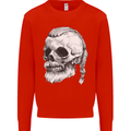 A Viking Skull Mens Sweatshirt Jumper Bright Red