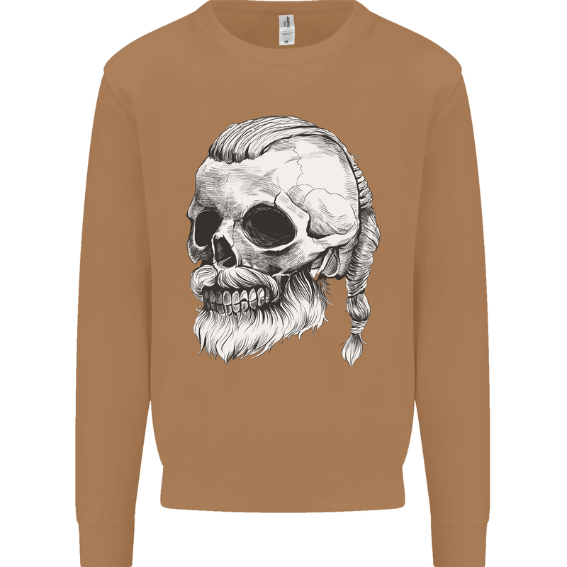 A Viking Skull Mens Sweatshirt Jumper Caramel Latte