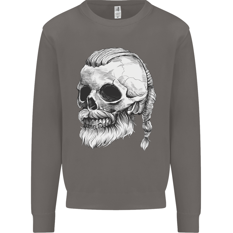 A Viking Skull Mens Sweatshirt Jumper Charcoal
