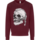 A Viking Skull Mens Sweatshirt Jumper Maroon
