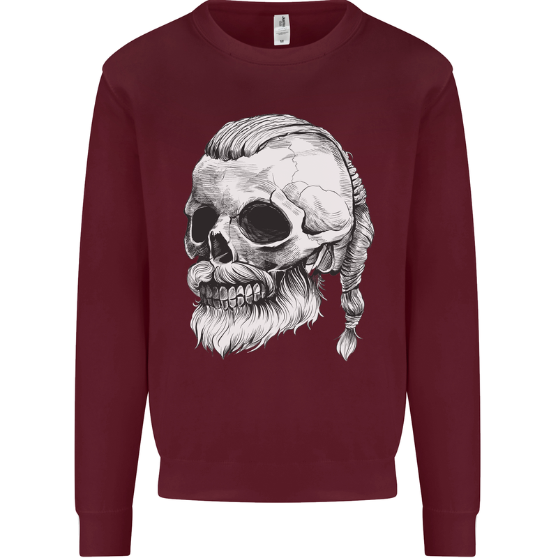 A Viking Skull Mens Sweatshirt Jumper Maroon