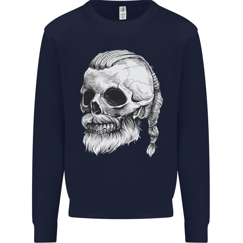 A Viking Skull Mens Sweatshirt Jumper Navy Blue