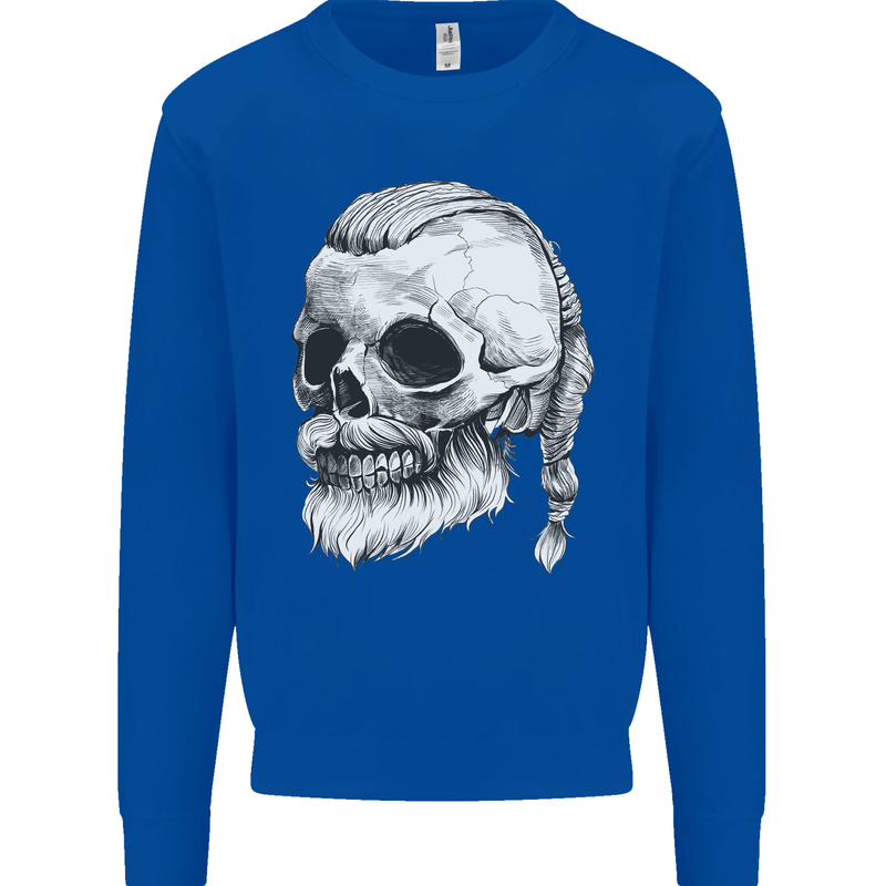 A Viking Skull Mens Sweatshirt Jumper Royal Blue