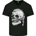 A Viking Skull Mens V-Neck Cotton T-Shirt Black