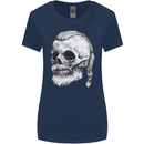 A Viking Skull Womens Wider Cut T-Shirt Navy Blue