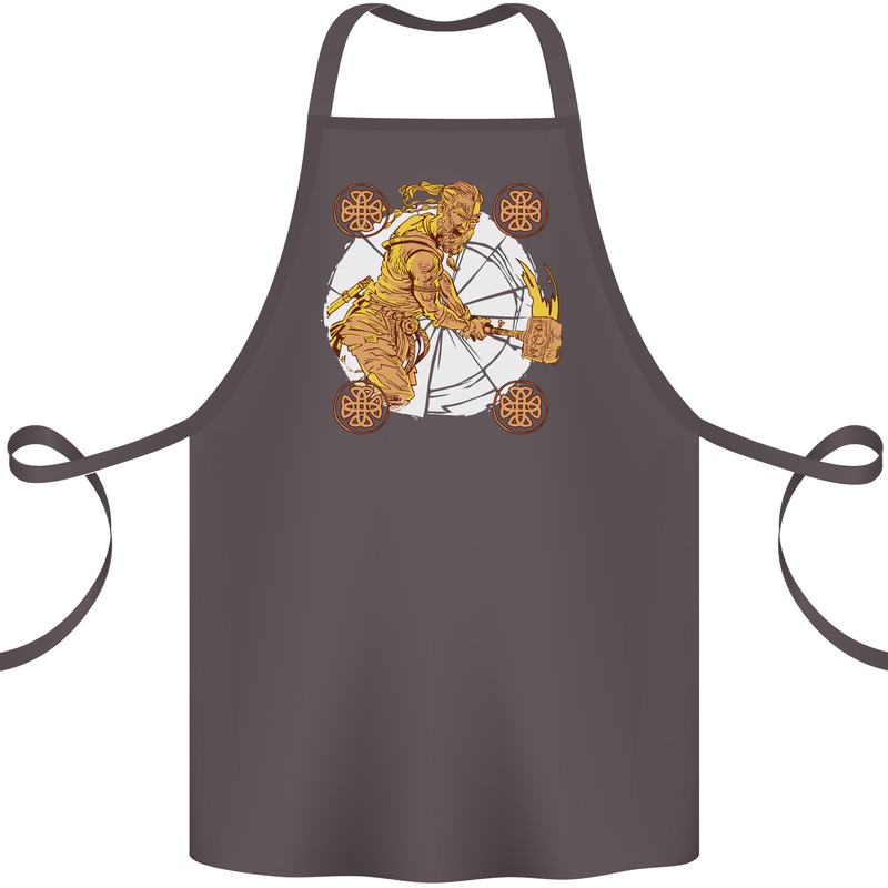 A Viking With a Hammer Thor Tribal Valhalla Cotton Apron 100% Organic Dark Grey