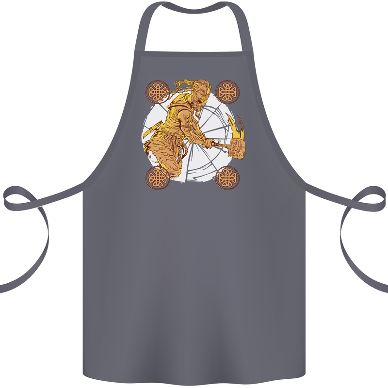 A Viking With a Hammer Thor Tribal Valhalla Cotton Apron 100% Organic Steel