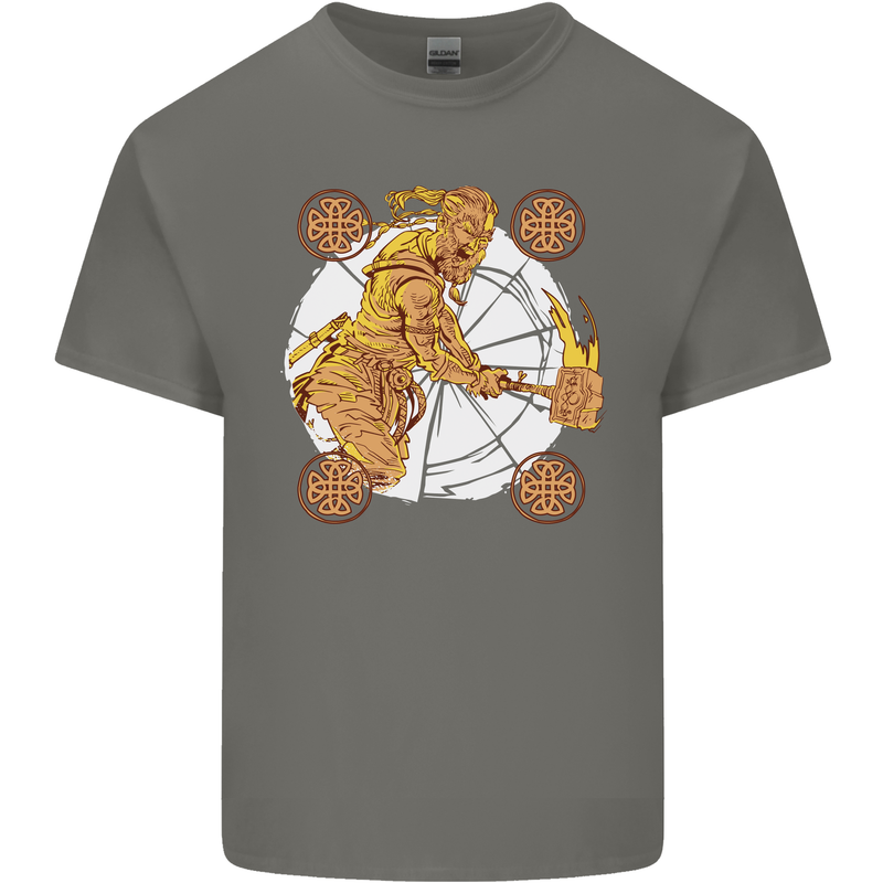 A Viking With a Hammer Thor Tribal Valhalla Kids T-Shirt Childrens Charcoal