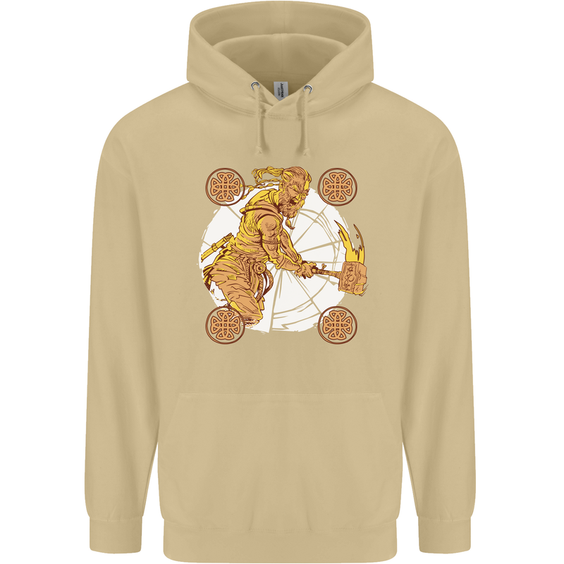 A Viking With a Hammer Thor Tribal Valhalla Mens 80% Cotton Hoodie Sand