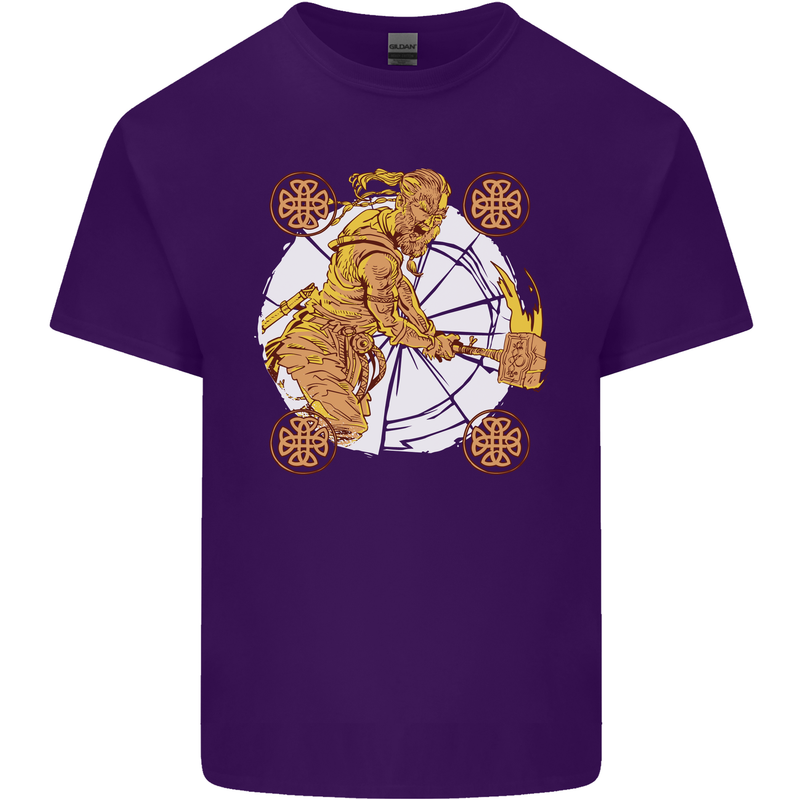 A Viking With a Hammer Thor Tribal Valhalla Mens Cotton T-Shirt Tee Top Purple