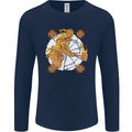 A Viking With a Hammer Thor Tribal Valhalla Mens Long Sleeve T-Shirt Navy Blue