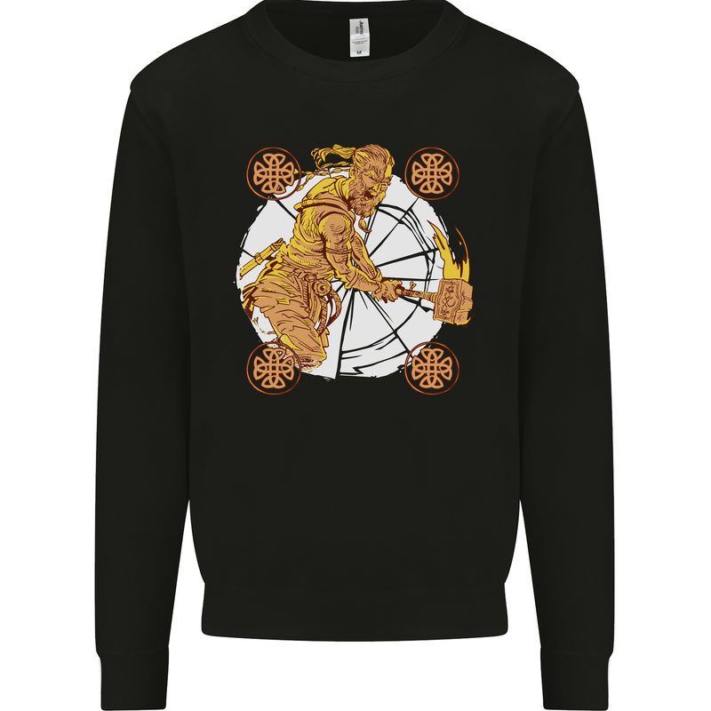 A Viking With a Hammer Thor Tribal Valhalla Mens Sweatshirt Jumper Black