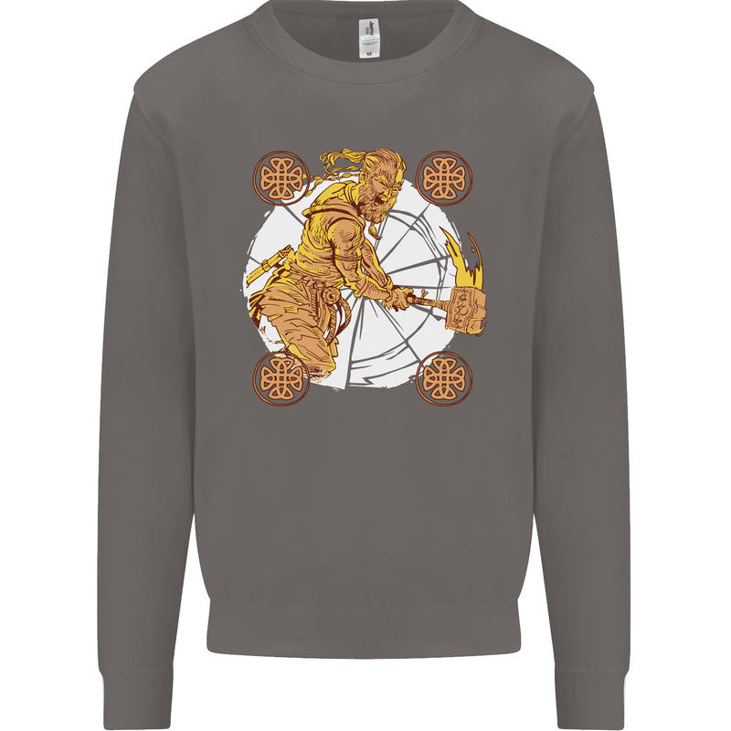 A Viking With a Hammer Thor Tribal Valhalla Mens Sweatshirt Jumper Charcoal