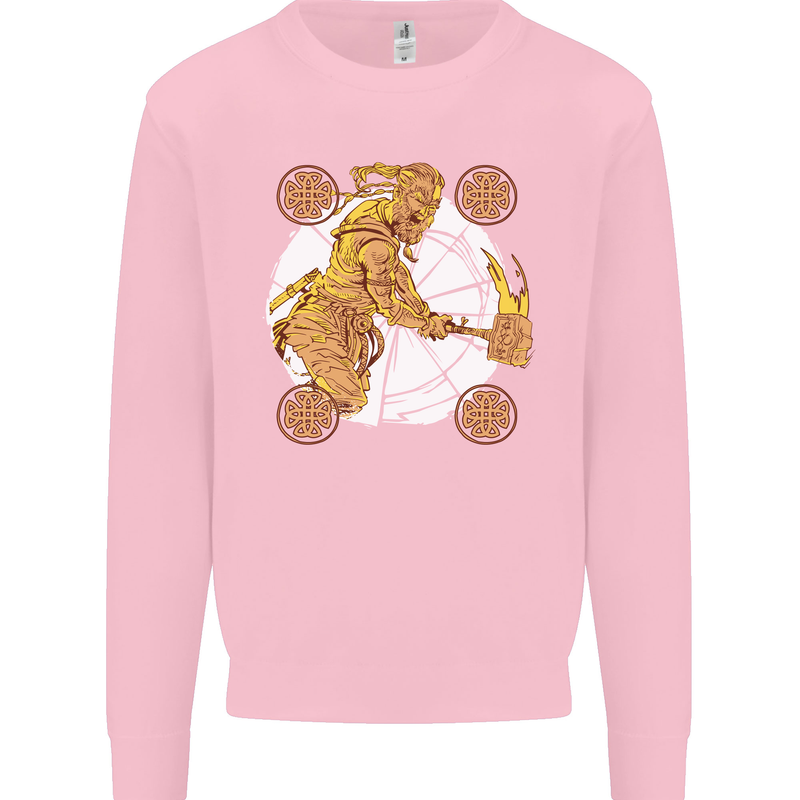 A Viking With a Hammer Thor Tribal Valhalla Mens Sweatshirt Jumper Light Pink