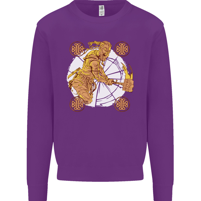 A Viking With a Hammer Thor Tribal Valhalla Mens Sweatshirt Jumper Purple