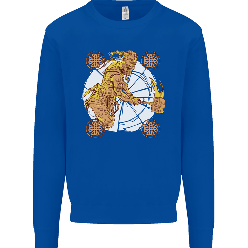 A Viking With a Hammer Thor Tribal Valhalla Mens Sweatshirt Jumper Royal Blue