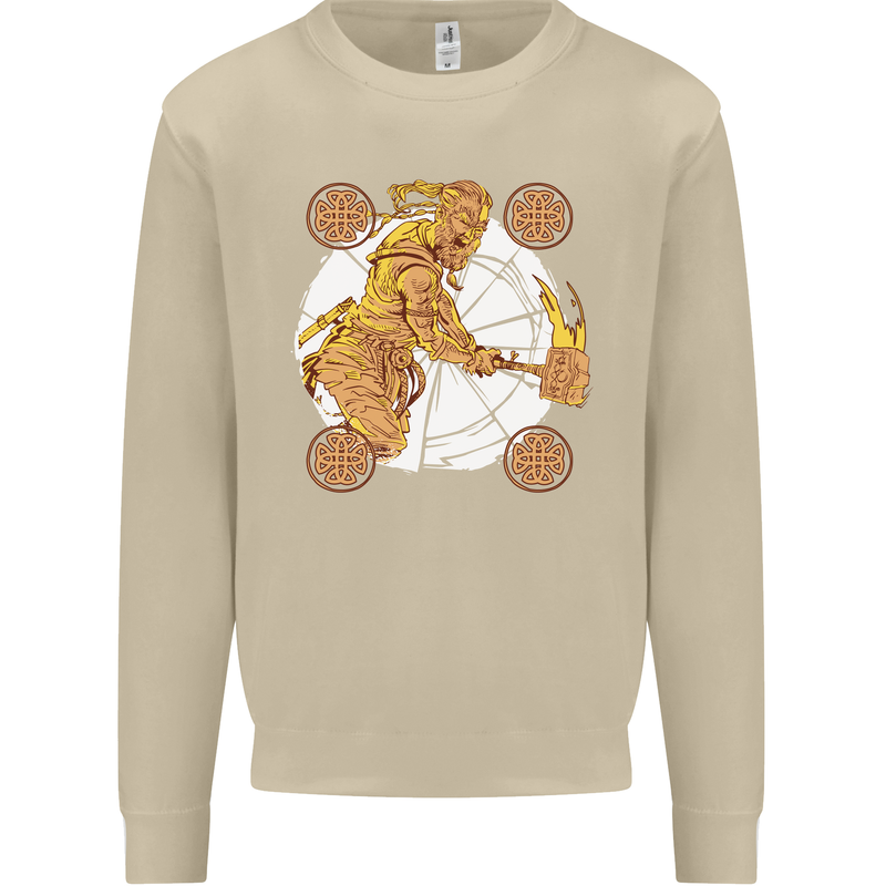 A Viking With a Hammer Thor Tribal Valhalla Mens Sweatshirt Jumper Sand