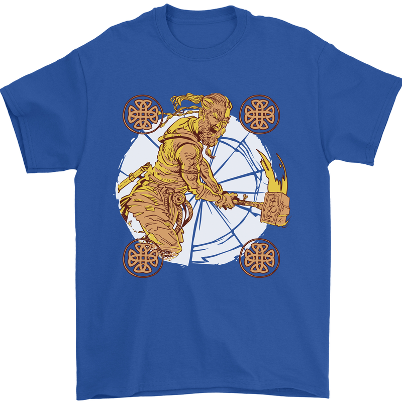 A Viking With a Hammer Thor Tribal Valhalla Mens T-Shirt Cotton Gildan Royal Blue