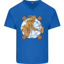 A Viking With a Hammer Thor Tribal Valhalla Mens V-Neck Cotton T-Shirt Royal Blue