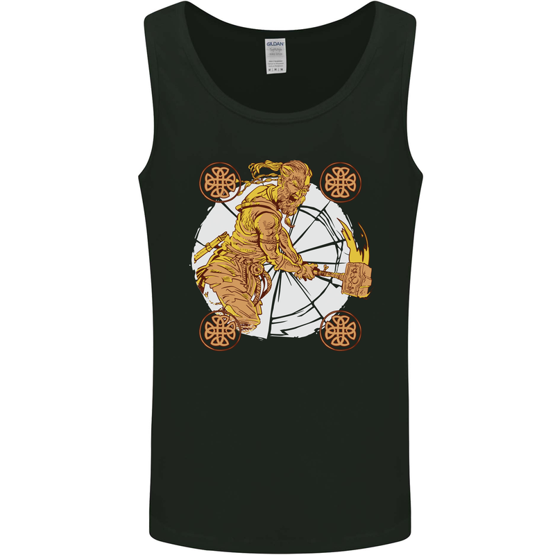 A Viking With a Hammer Thor Tribal Valhalla Mens Vest Tank Top Black