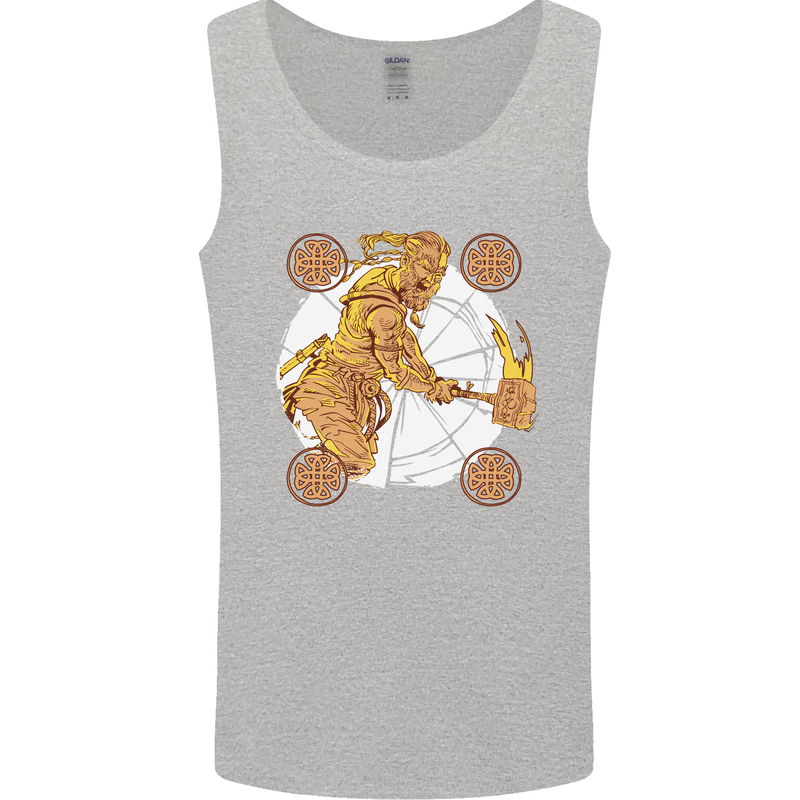 A Viking With a Hammer Thor Tribal Valhalla Mens Vest Tank Top Sports Grey