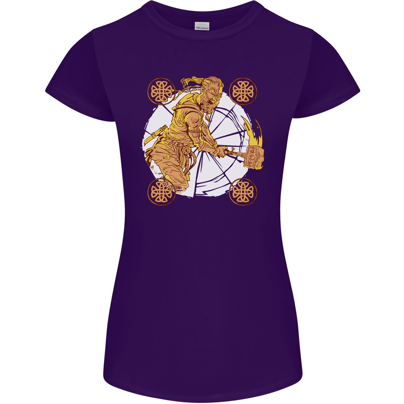 A Viking With a Hammer Thor Tribal Valhalla Womens Petite Cut T-Shirt Purple