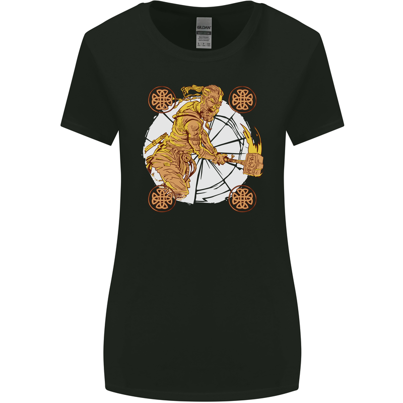 A Viking With a Hammer Thor Tribal Valhalla Womens Wider Cut T-Shirt Black