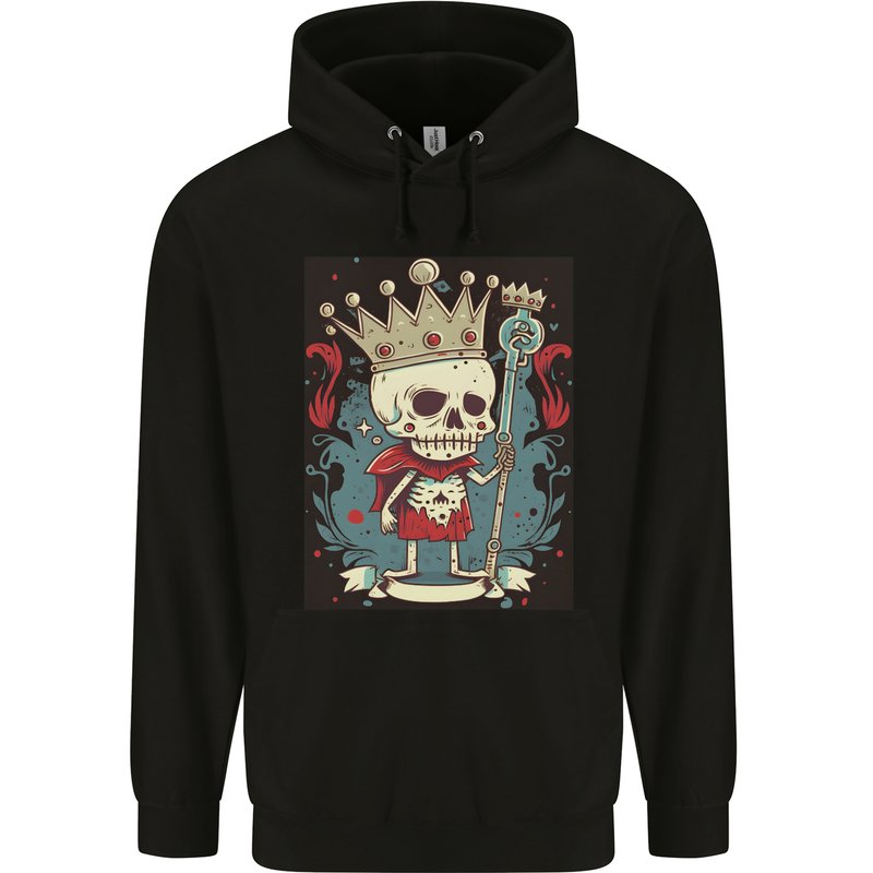 A Vintage Style Skeleton Retro King Skull Childrens Kids Hoodie Black