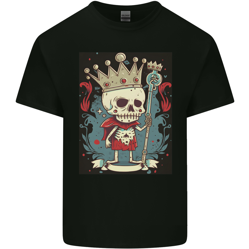 A Vintage Style Skeleton Retro King Skull Kids T-Shirt Childrens Black