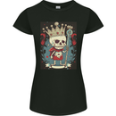 A Vintage Style Skeleton Retro King Skull Womens Petite Cut T-Shirt Black