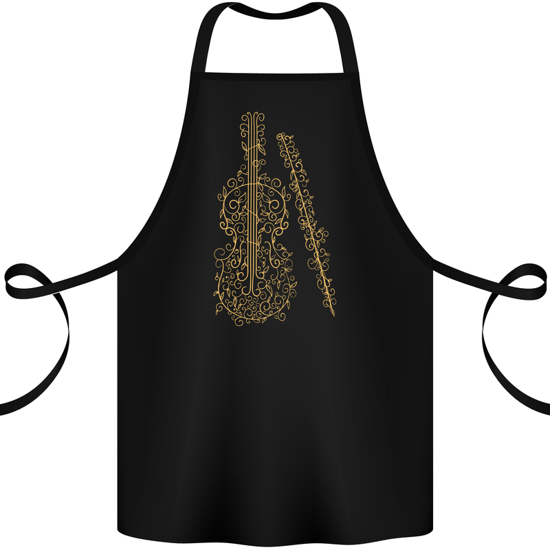 A Violin Cello Cotton Apron 100% Organic Black