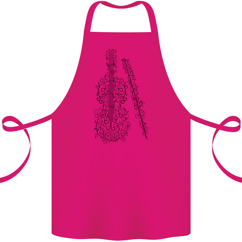 A Violin Cello Cotton Apron 100% Organic Pink