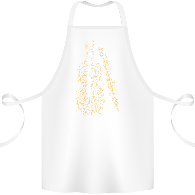 A Violin Cello Cotton Apron 100% Organic White