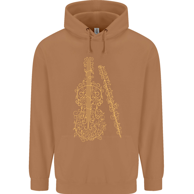 A Violin Cello Mens 80% Cotton Hoodie Caramel Latte