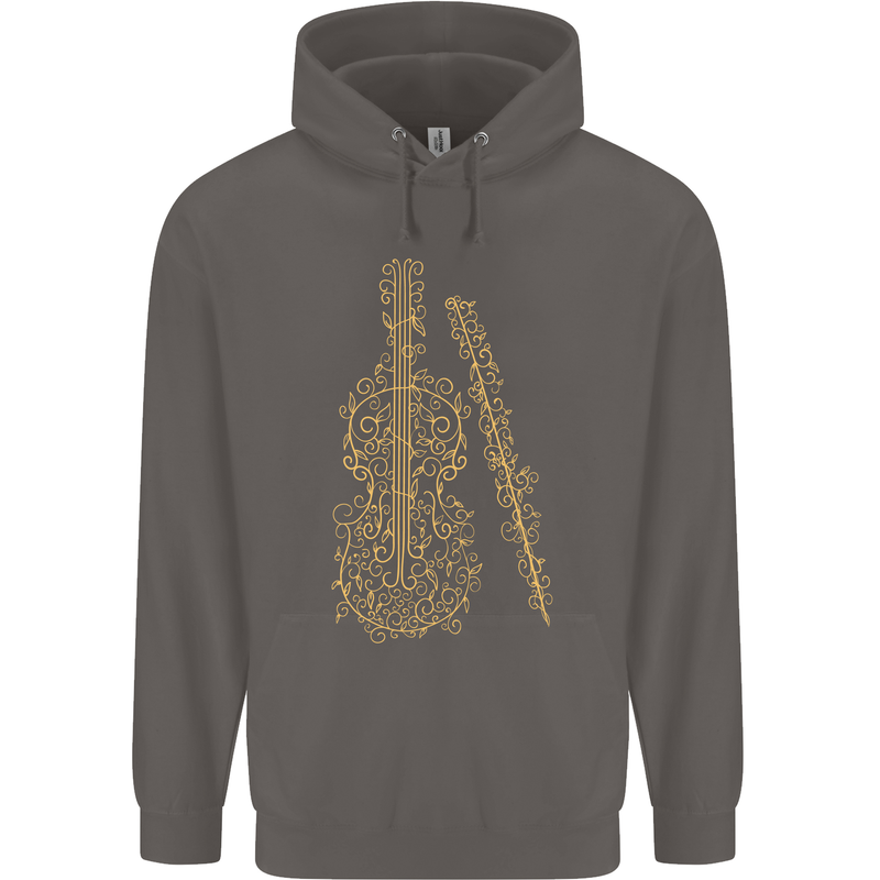 A Violin Cello Mens 80% Cotton Hoodie Charcoal